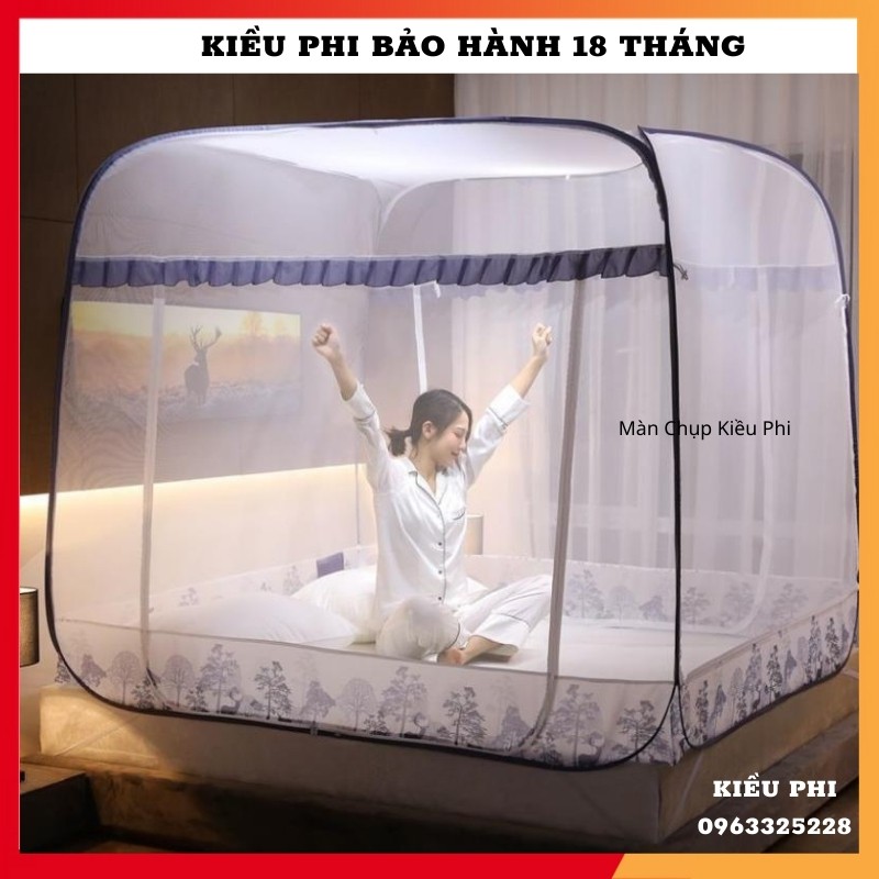 Màn chụp tự bung người lớn đỉnh vuông Kiều Phi - Mùng chụp gấp gọn thông minh 1m2 1m6 1m8 2m2 2m chống muỗi