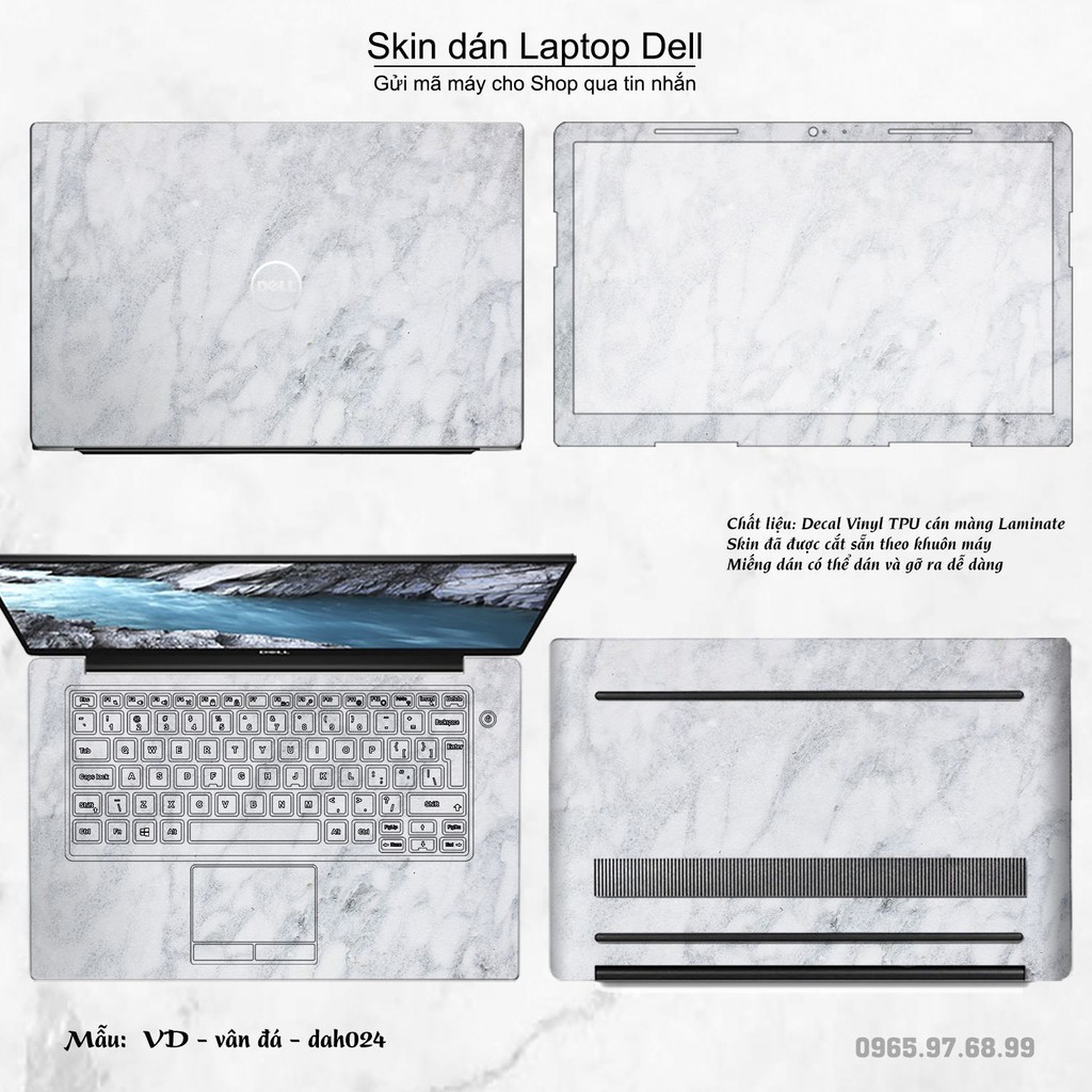 Skin dán Laptop Dell in hình vân đá (inbox mã máy cho Shop)