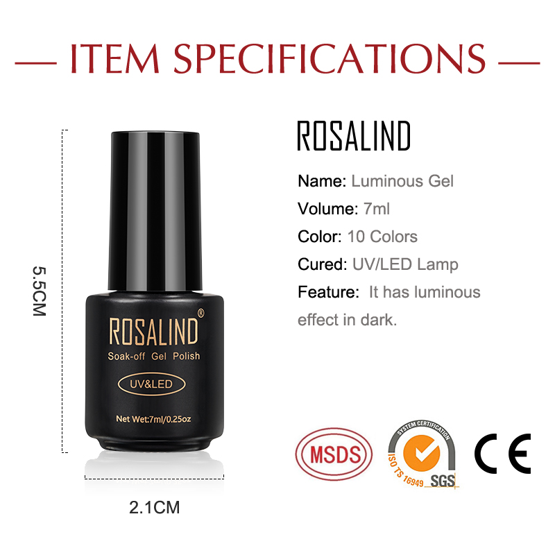 [Hàng mới về] Gel sơn móng tay Rosalind hiệu ứng dạ quang 7ml