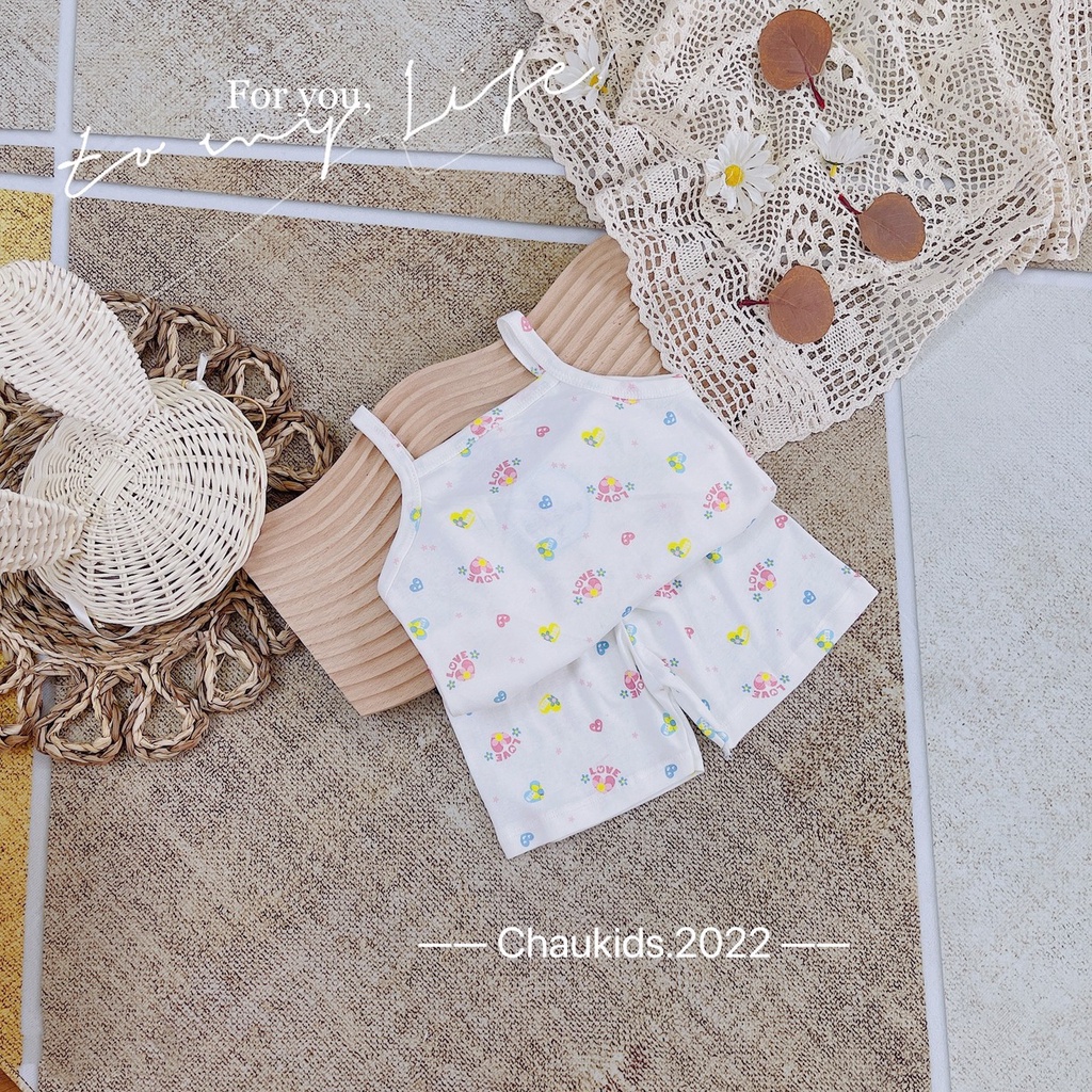 [SALE] Bộ 2 Dây Bé Gái Vải Cotton Borip Hoạ Tiết Minnie Trái Tim, Bộ Quần Áo Cho Bé Mặc Hè MKM2236