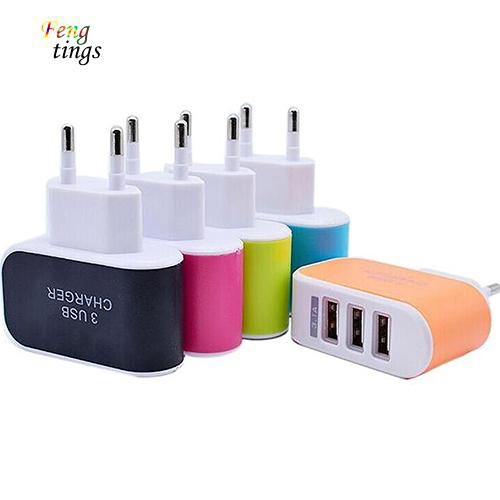 ✌ FT ✌ 3.1A Triple USB Port Home Travel AC Charger Adapter For EU Plug with Indicator