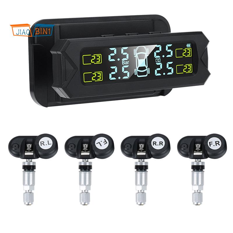 Hệ thống giám sát áp suất lốp xe hơi không dây USB năng lượng mặt trời màn hình LCD cảm biến bên trong