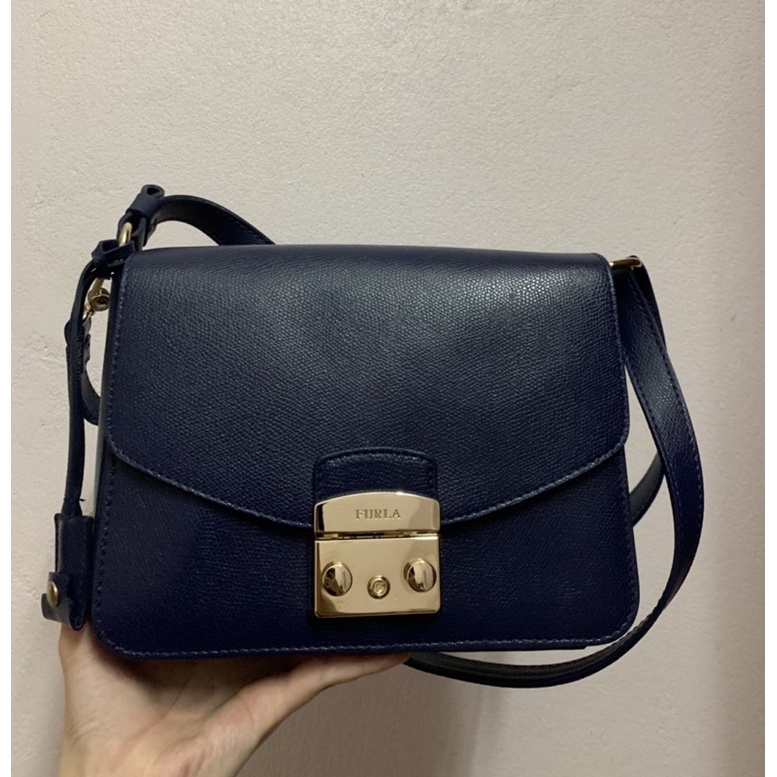(HÀNG CHUẨN AUTH 100% )THANH LÝ TÚI FURLA BẢN CỔ MÀU XANH NAVY