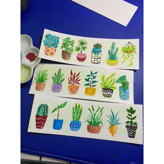 Bộ bookmark vẽ tay chậu cây (5c)