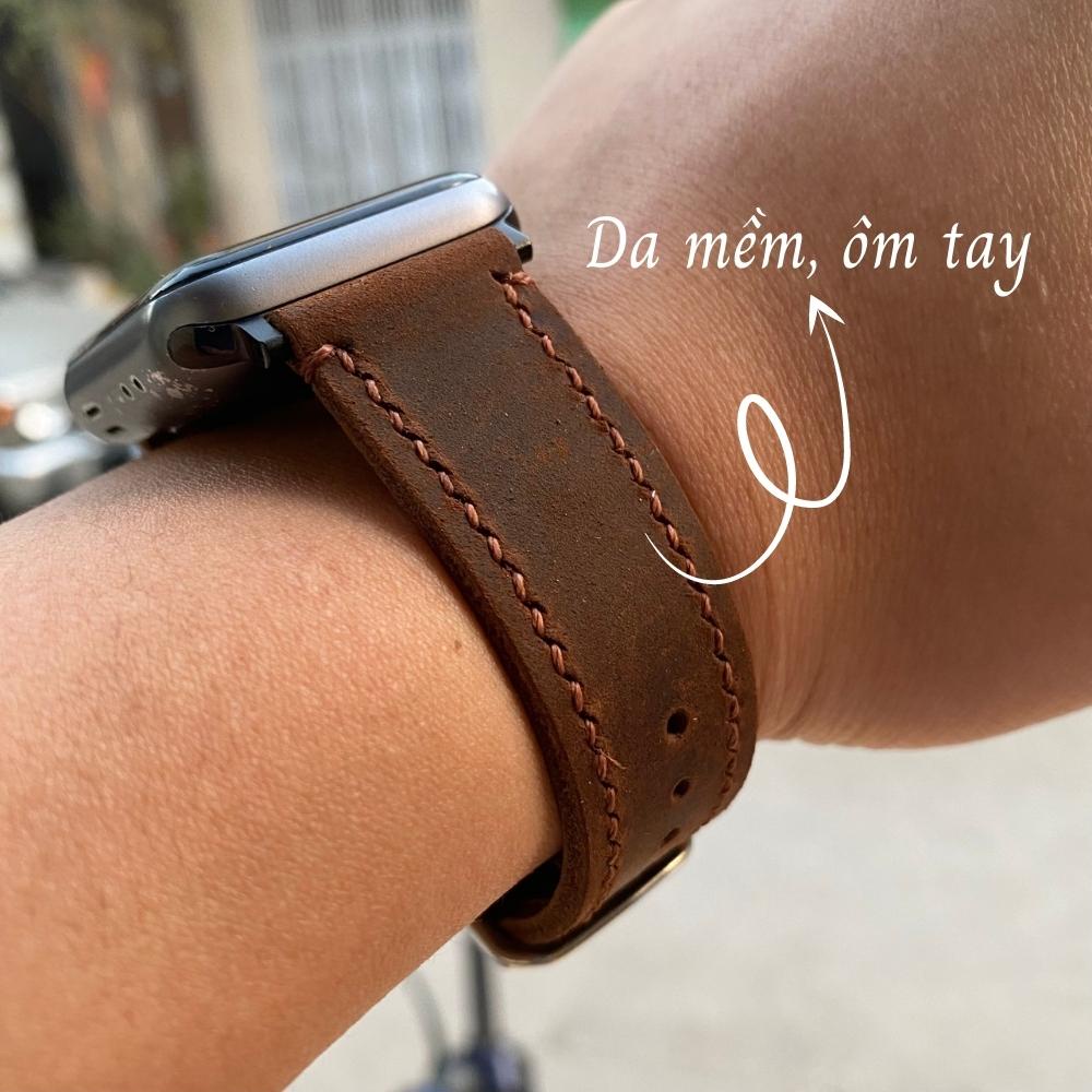 Dây Apple Watch Vnstrap dây đeo đồng hồ Apple Watch series 3 4 5 6 7 se da bò sáp 38mm 40mm 42mm 44mm iwatch M5