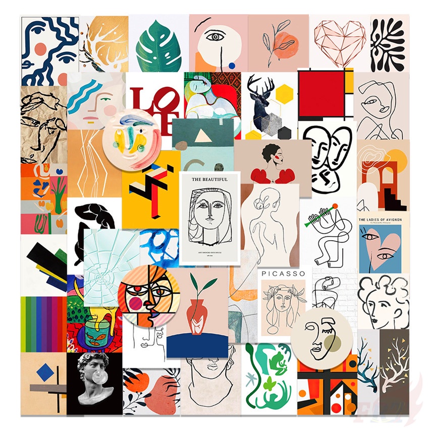 ❉ Nordic Abstract Art Series 03 Minimalist Stickers ❉ 64Pcs/Set Fashion DIY Mixed Decals Doodle Stickers