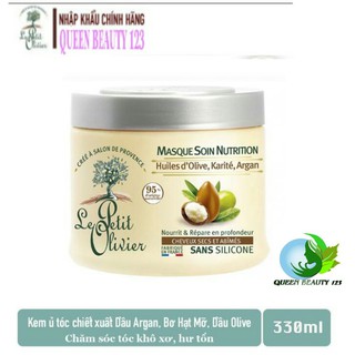 Kem ủ tóc phục hồi tóc hư tổn chiết xuất Dầu Argan, Bơ Hạt Mỡ, Dầu Olive Le petit Olivier 330ml