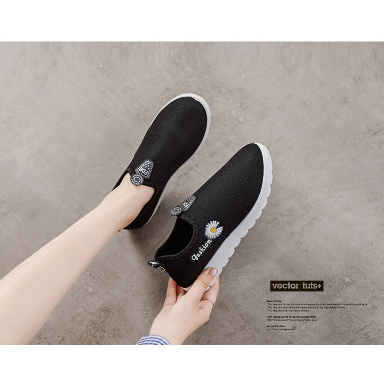 Giày Nữ Sneake cổ thấp lưới hoa daisy cá tính D95 Shalla