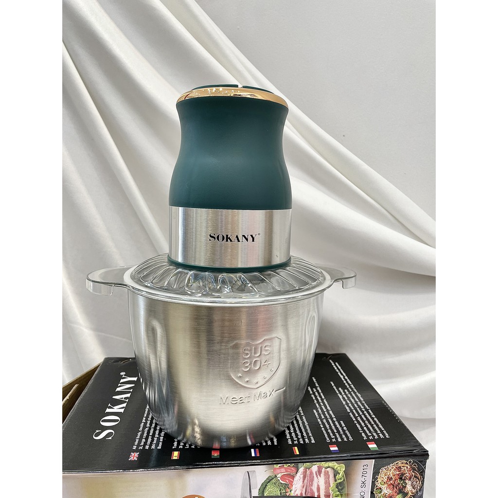 Máy Xay Thịt Đa Năng SOKANY 2 Lít, 3 Lít, 4 Lít- Máy Xay Thực Phẩm Cối Thủy Tinh, Cối Inox Lavana