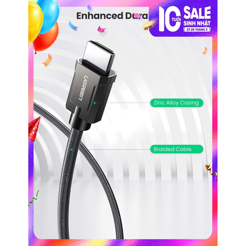 Cáp HDMI 2.1 độ phân giải 8K/60Hz dài 1-2m UGREEN HD135 - Hàng Chính Hãng - Bảo Hành 18 Tháng