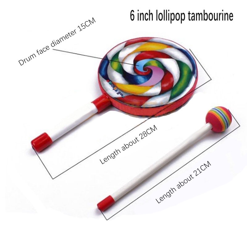 Bộ Trống Lục Lạc Hình Kẹo Mút Cho Bé