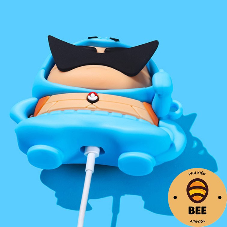 Case Airpod 1 2 Pro Đựng Tai Nghe Airpod 1 2 Pro Cậu Bé Shin Ninja Rùa Cực Cute Bằng Silicon Dẻo - BEE SHOP