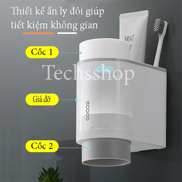 Kệ Để Bàn Chải Kem Đánh Răng Ecoco E1905 Kèm 2 Cốc - Kệ Nhà Tắm Dán Tường