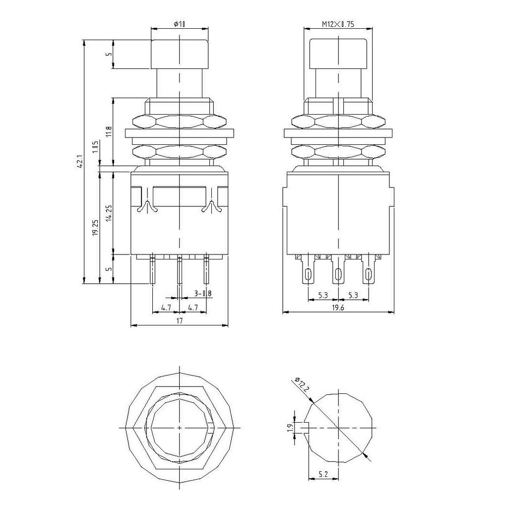 Bàn Đạp 3 Chân 9pin True Bypass Blue 1