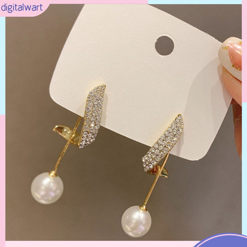 Đôi bông tai dáng rơi họa tiết hình học đính ngọc trai thời trang cho nữ
