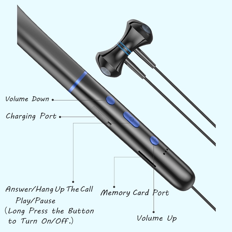 Tai nghe KRECOO Y10 bluetooth 5.0 không dây thể thao kiểu đeo cổ