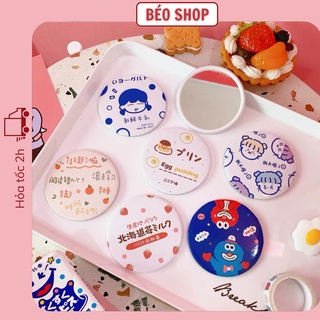 Gương mini cầm tay bỏ túi tiện lợi , gương soi trang điểm in hình đáng yêu