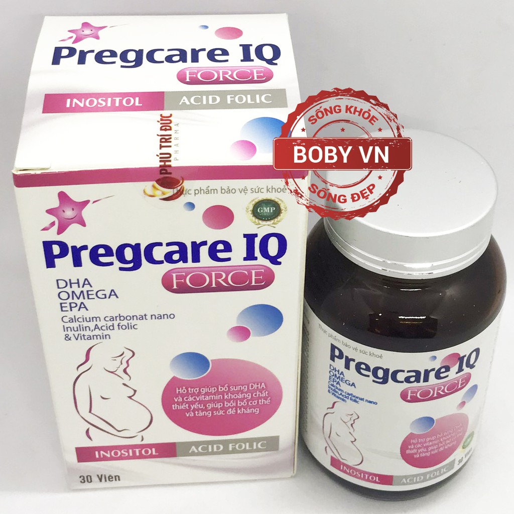 Pregcare IQ Force bổ sung DHA, Omega, EPA, Acid folic, Canxi, Vitamin và khoáng chất cho bà bầu