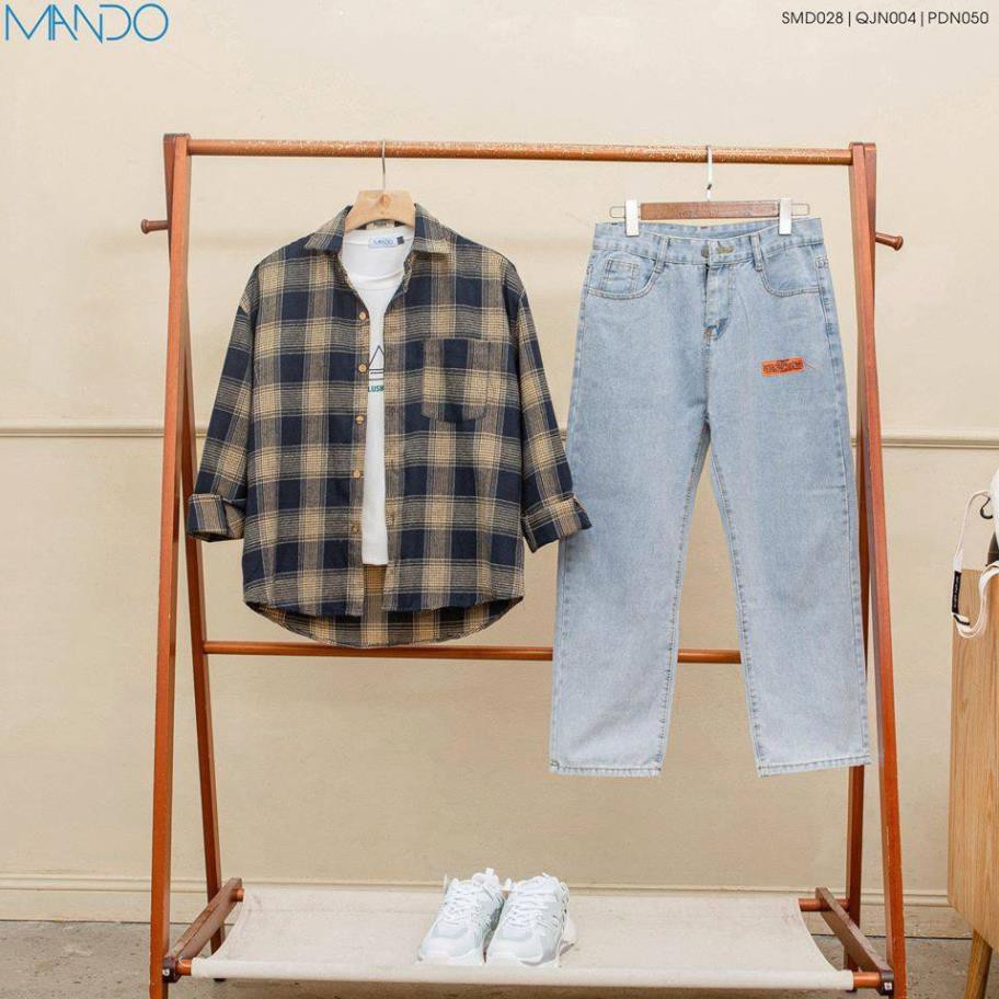 Quần Jeans Nam Ống Rộng Dáng Dài Phối Cùng Áo Thun, Sơ Mi Caro Thời Trang Nam MANDO QJN004 xịn .