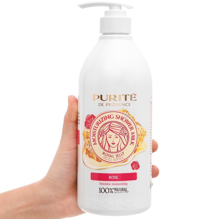 Sữa tắm dưỡng ẩm Purité Sữa ong chúa và Hoa hồng 850ml