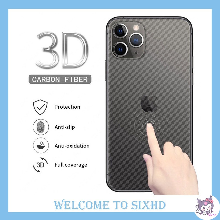 Miếng dán mặt lưng điện thoại họa tiết sợi carbon trong suốt bảo vệ cho iPhone 12 11 Pro Max Xs Xr X 7 8 6 6s Plus