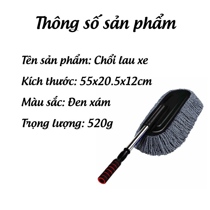 Chổi nano sợi dầu rửa xe ô tô chuyên dụng - Loại dẹp cán kéo dài - Auto Bảo Lộc