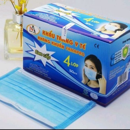 Hộp 50 cái Khẩu trang y tế Famapro 4 lớp Xanh - Nam Anh Pro
