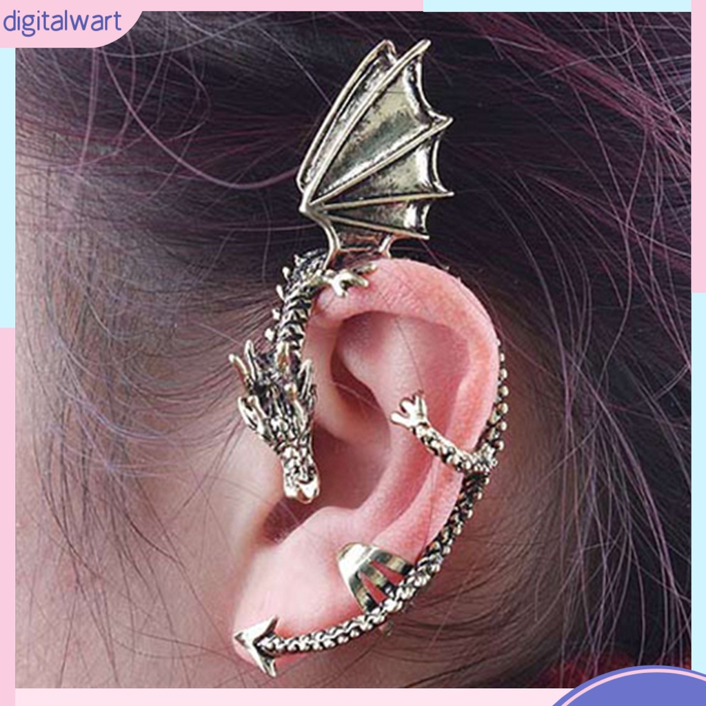 Khuyên vành tai đơn không xỏ lỗ thiết kế hình rồng phong cách retro cá tính dành cho nữ