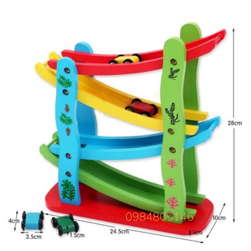 Đồ chơi xe cầu tuột 4 tầng bằng gỗ- đồ chơi trí tuệ an toàn cho bé