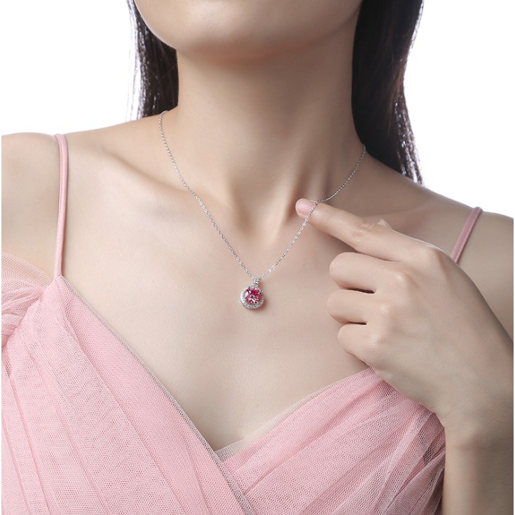 Set 1 Nhẫn Bạc S925 Đính Đá Quý Tự Nhiên Màu Hồng