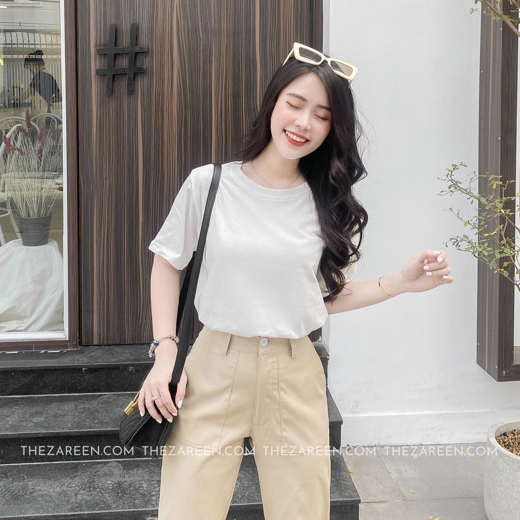 ÁO THUN TRƠN BASIC ZAREEN THU88 TRẮNG | BigBuy360 - bigbuy360.vn