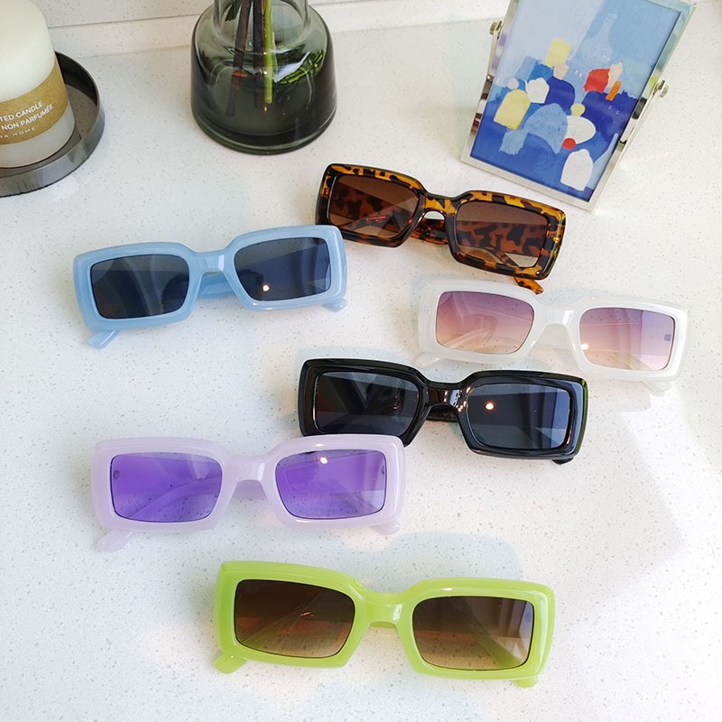 (YUZHU) Kính Mát Thời Trang Hàn Quốc Nhiều Màu Sắc Hình Chữ Nhật