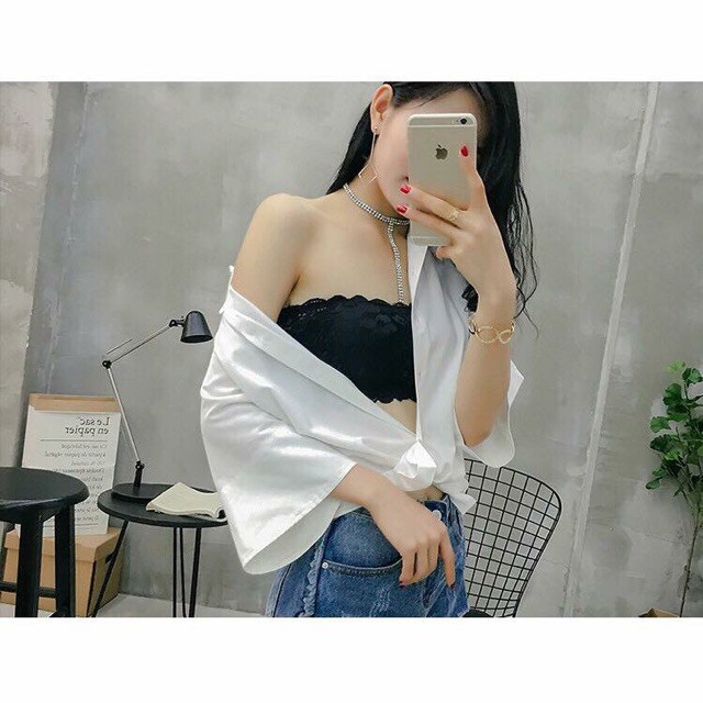 Áo lót, áo bra nữ quây ngực ren hoa không dây, chất ren mềm BR01