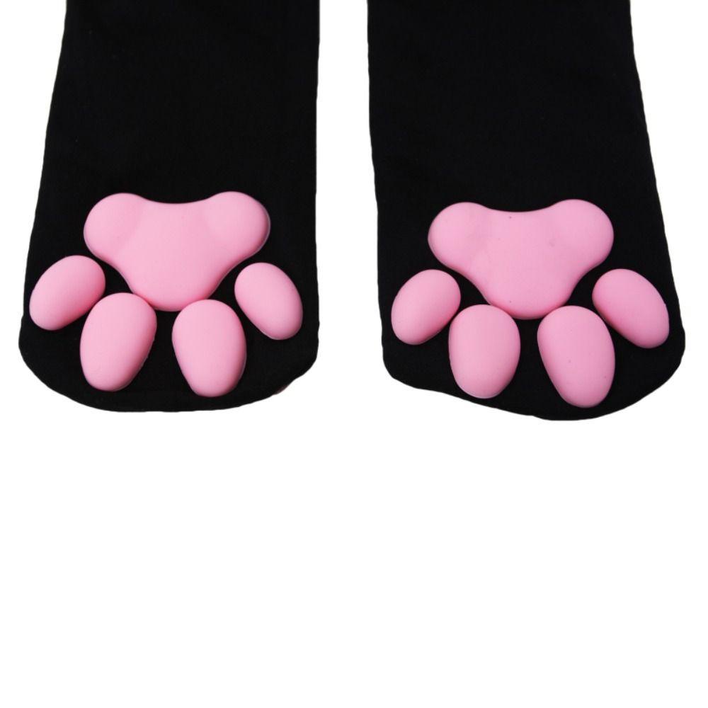 Vớ Dài Qua Gối Siêu Mỏng Màu Trơn Thiết Kế Móng Vuốt Mèo 3D Thoáng Khí Thoải Mái Thời Trang Cho Nữ