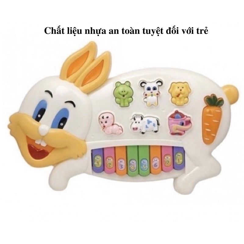 Đồ chơi Đàn piano hình con vật cao cấp, Đàn Piano hình con bò, thỏ... đèn sáng nhấp nháy,2 chế độ âm thanh to nhỏ