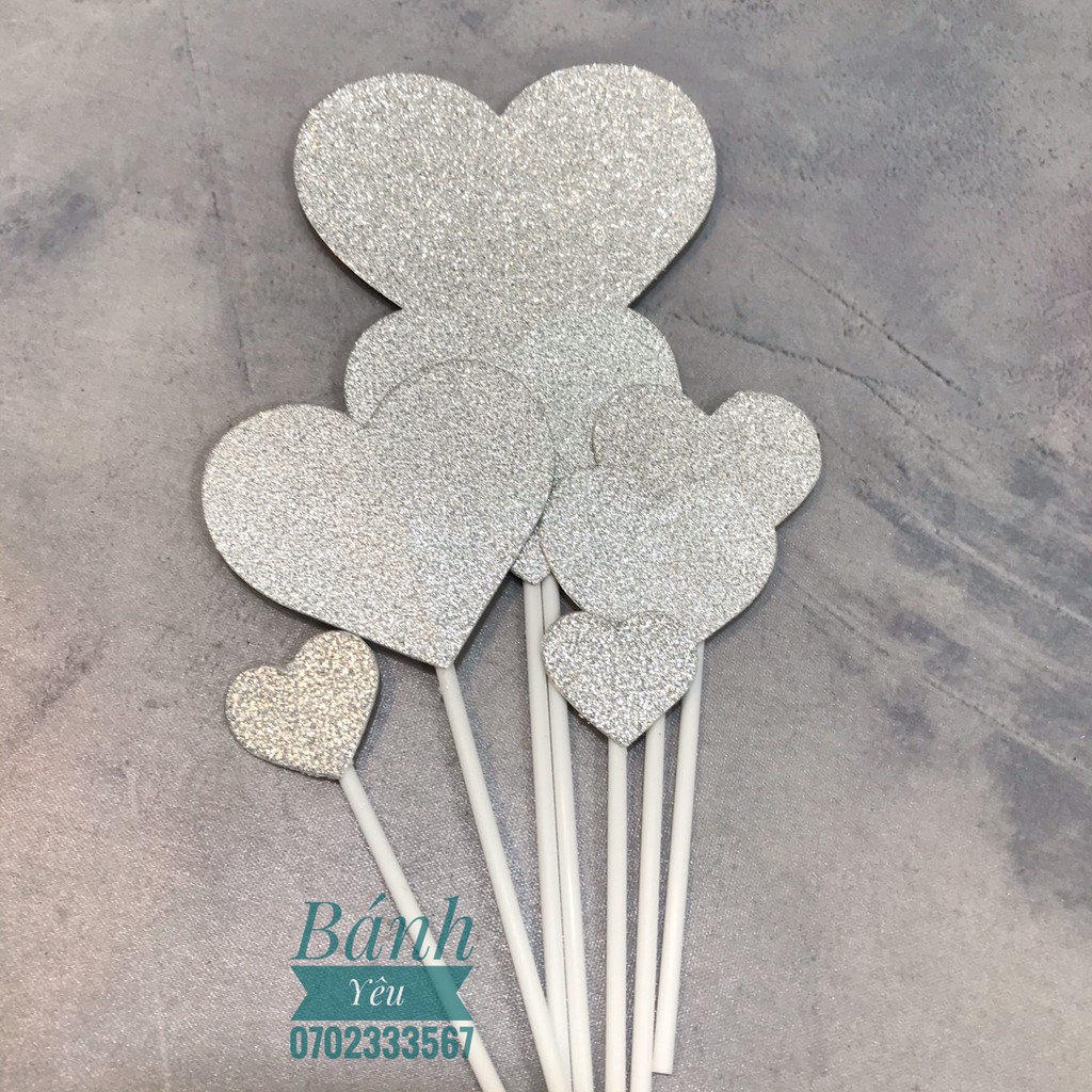 Que Cắm Giấy Kim Tuyến Trang Trí Bánh Kem