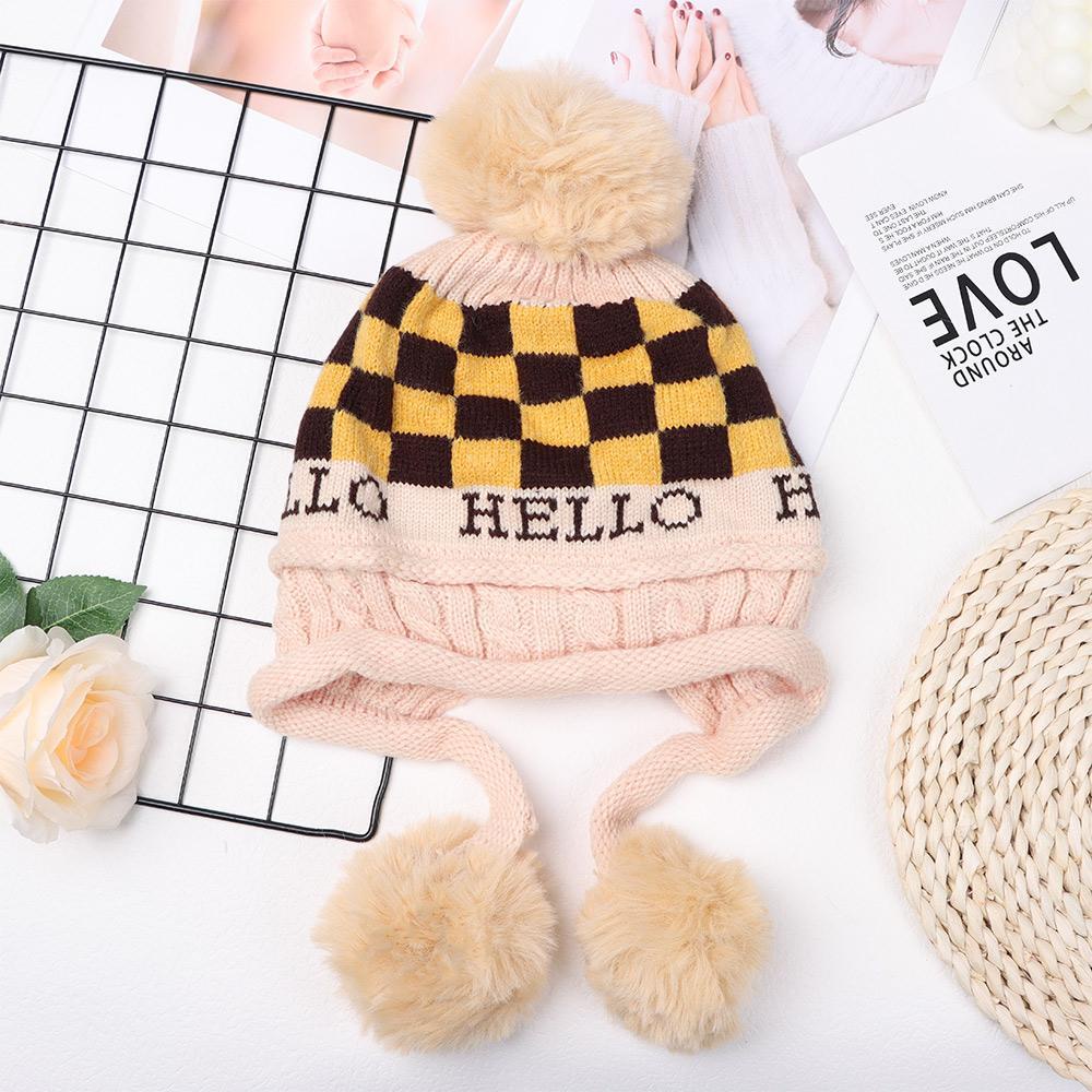 Set Mũ Len + Khăn Choàng Cổ Dệt Kim Dày Dặn Giữ Ấm Tai Thời Trang Mùa Đông Cho Nữ