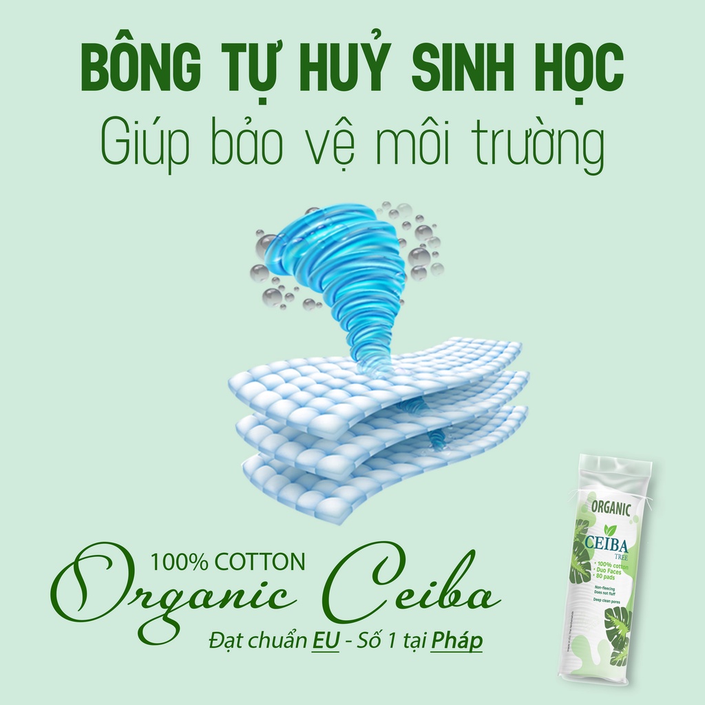 Combo 5 Bông Tẩy Trang Ceiba Tree Dành Cho Mọi Loại Da 80 miếng x5