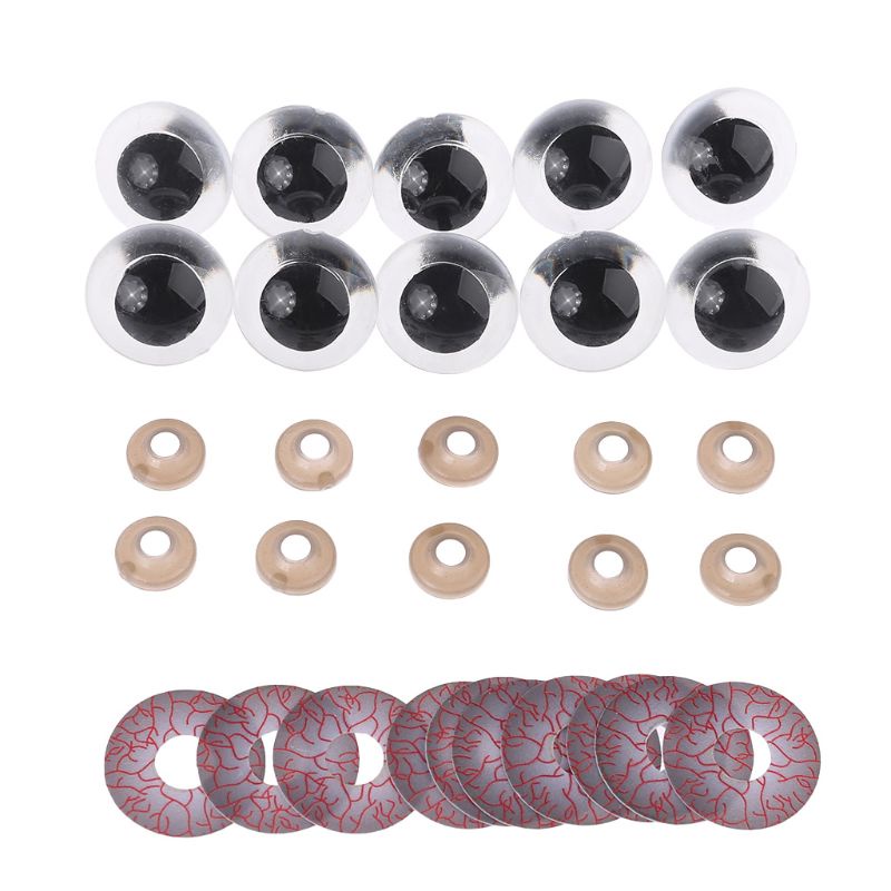 Set 10 Con Mắt Nhựa 12mm 14mm 16mm 18mm 20mm 24mm Làm Đồ Thủ Công DIY