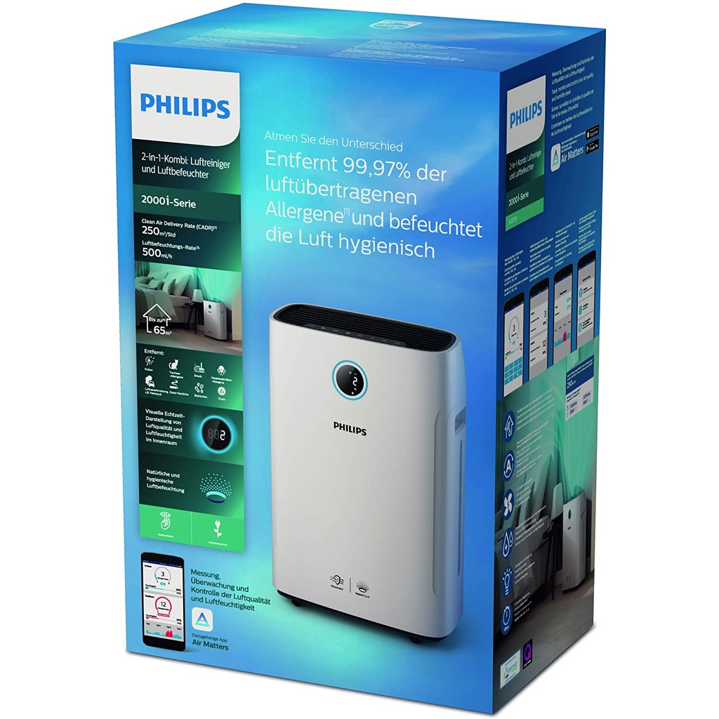 Máy lọc không khí kèm tạo ẩm Philips AC2729/10 [nhập Đức chính hãng]