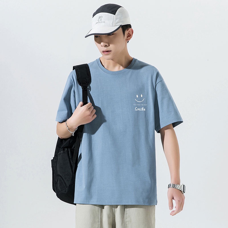 Áo Thun Cotton Tay Ngắn In Họa Tiết Đơn Giản Thời Trang Mùa Hè Cho Nam