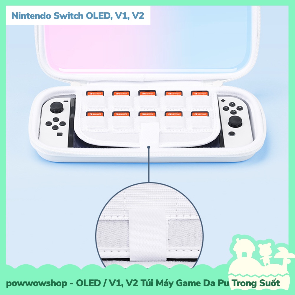 [Sẵn VN - Hỏa Tốc] OLED / Switch V1, V2 Túi Đựng Máy Game Da Pu + Nhựa Trong Suốt Colorfull Nintendo Switch