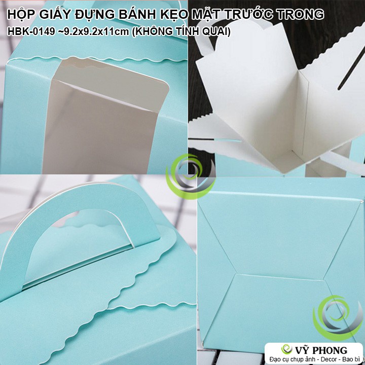 HỘP GIẤY KRAFT ĐỰNG BÁNH KẸO GIẤY CRAFT / GIẤY TRẮNG MÀU CÓ QUAI XÁCH ĐỰNG BÁNH KEM CUPCAKE HBK-0149