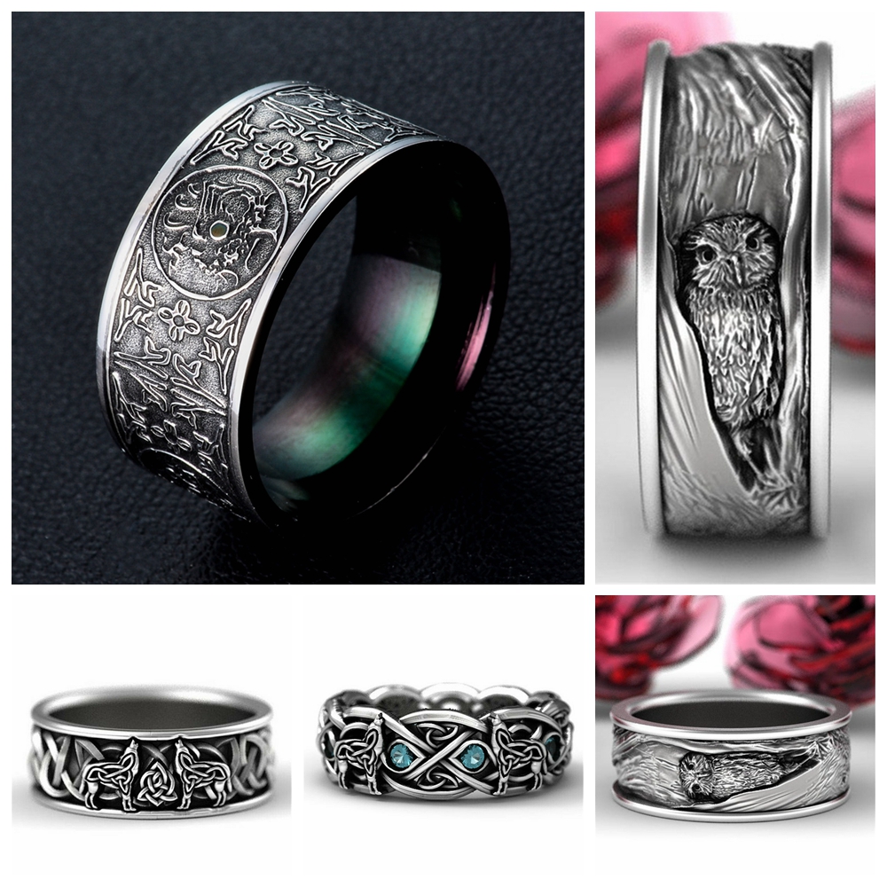 Nhẫn kim loại ROCK phong cách vintage cá tính cho nam