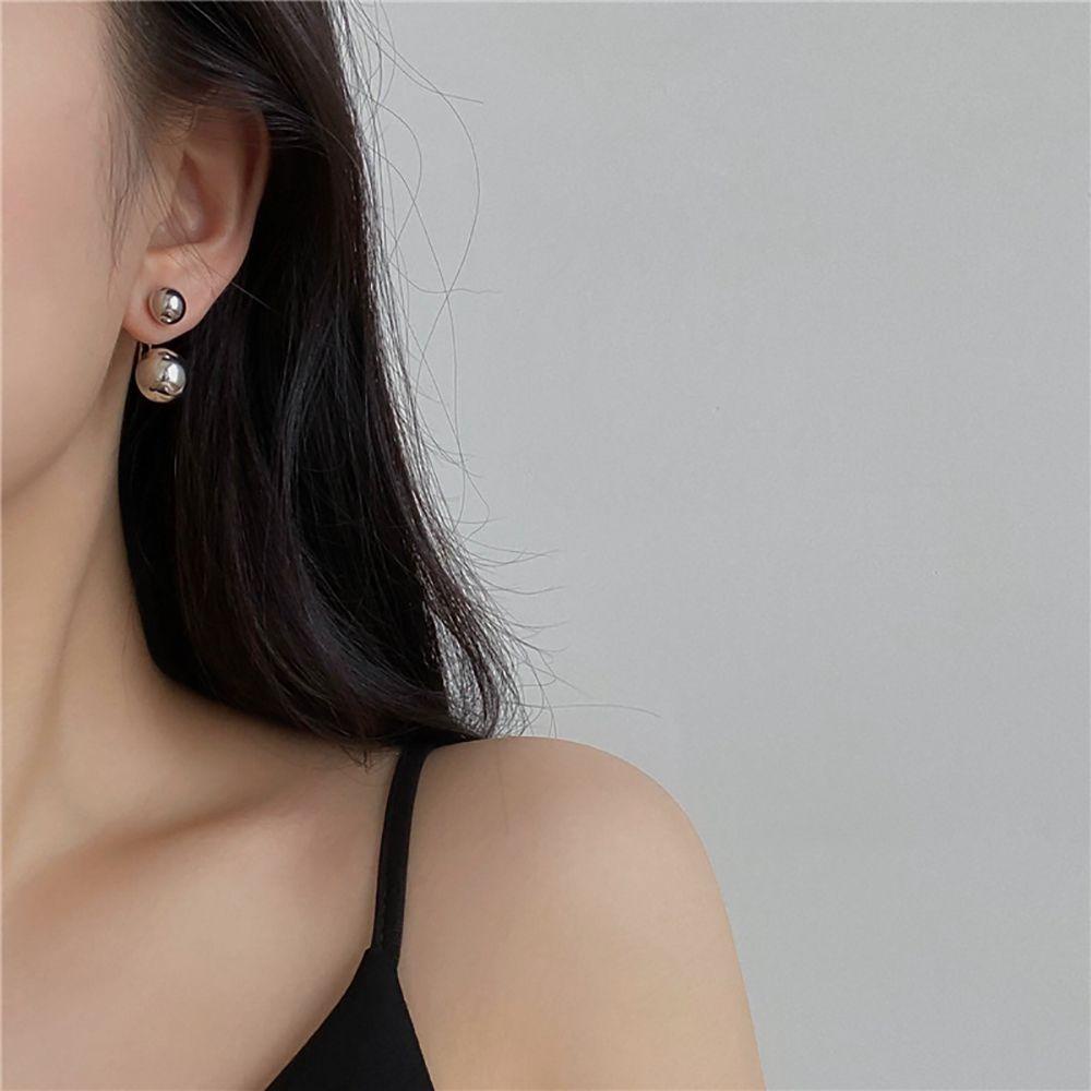 Bông Tai Hình Tròn Bằng Hợp Kim Thiết Kế Treo Sau Lưng Thanh Lịch Phong Cách Hàn Quốc
