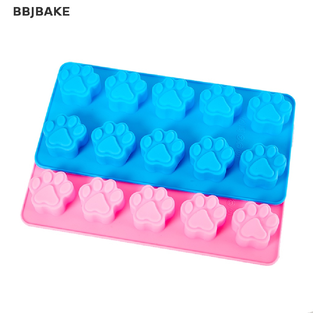 Khuôn silicon 10 ô hình chân chó mèo dùng làm bánh quy/ thạch/ khay đá