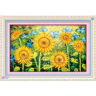 Tranh Thêu Chữ Thập (thêu toàn bộ) Vườn Hoa Hướng Dương A375 (KHÁCH TỰ THÊU) KT:64X44CM