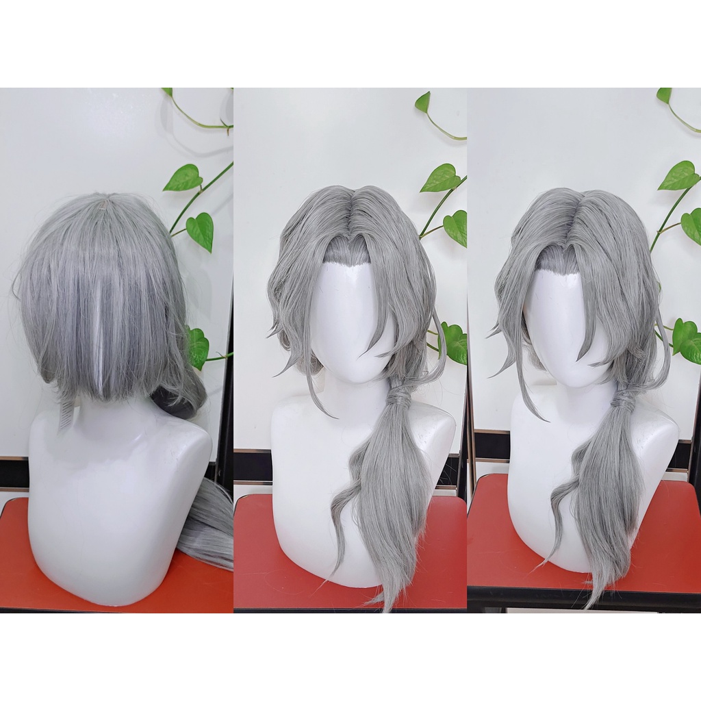 [Có sẵn] wig/tóc giả nữ cơ bản 100cm cosplay màu trắng bạc đen xám nâu