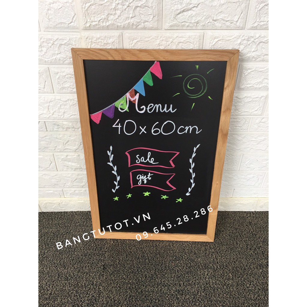 Bảng menu đen viết phấn, viết bút dạ quang Kèm quà tặng