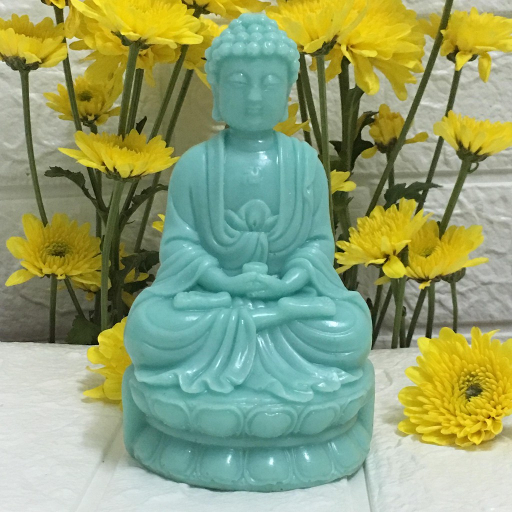 Tượng A Di Đà màu xanh ngọc Cao 15 cm